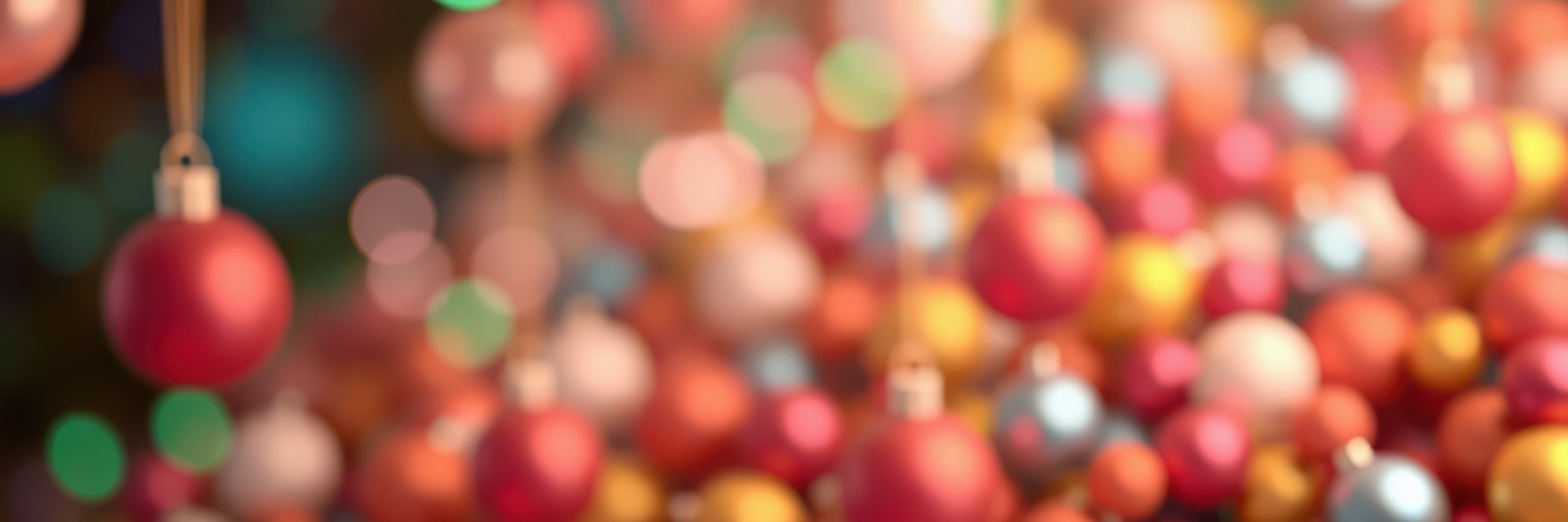 Colorful array of ornaments hangs beautifully, creating a vibrant festive atmosphere in a cozy indoor space during the holiday season